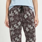 Women's Purple Straight-Fit Leaf Printed Drawstring Pyjama, बैंगनी, small