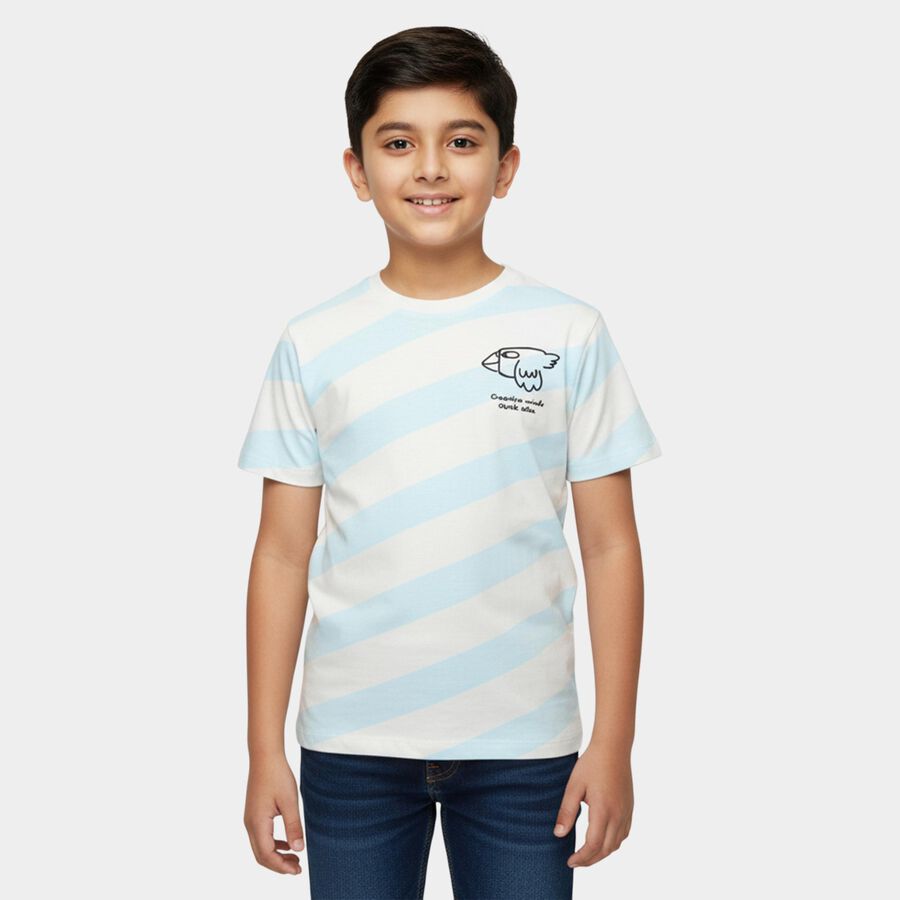 Boys' Half Sleeves T-Shirt, हल्का नीला, large