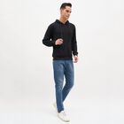 Men's Jet Black Hooded Relaxed Fit Sweatshirt, काला, small image number null