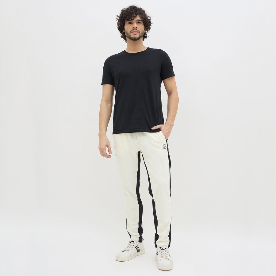 Men's Off-White Slim Fit Side-Striped Track Pants, गहरा पीला, large image number null