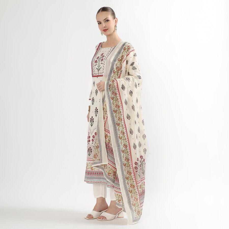 Women's Eggshell White Floral Printed Ethnic Set, ऑफ व्हाइट, large image number null