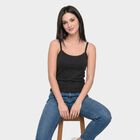 Women's Dark Grey Cotton Scoop Neck Camisole Slip, Dark Grey, small