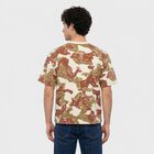 Men's Off White-Color Round Neck Camouflage Regular T-Shirt, Off White, small