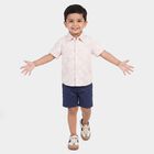 Boys Pink Cotton Short Sleeves Collar Shirt, Pink, small
