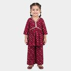 Girls Wine V Neck Co ord Set Fusion Set, Wine, small