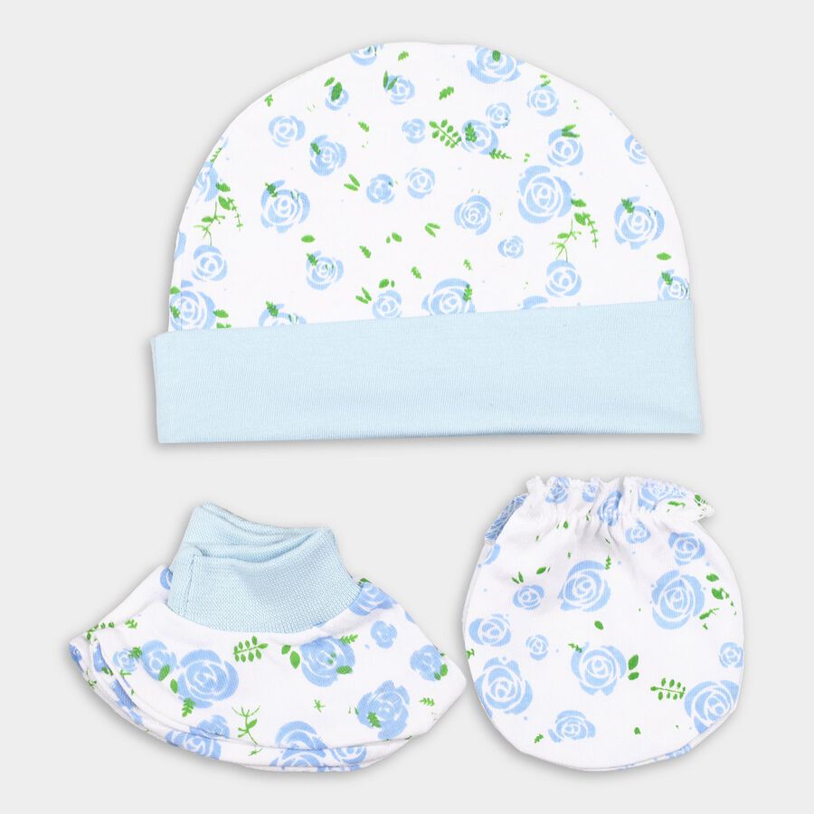 Infants' Cotton Gift Set (Cap, Mittens, Booties), White, large