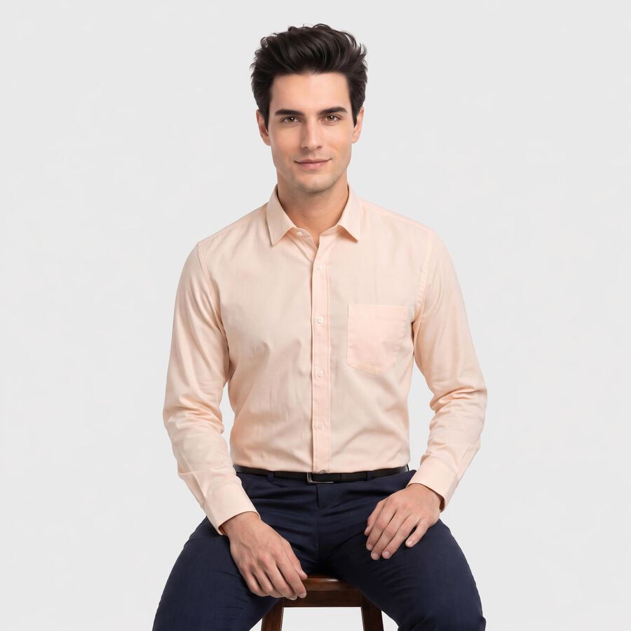Men's Peach Formal Shirt, पीच, large