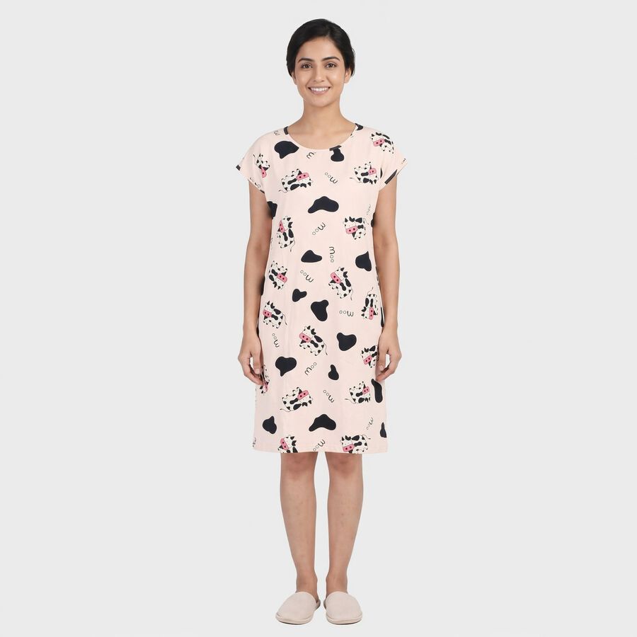 Women's Pink Nighty, हल्का गुलाबी, large