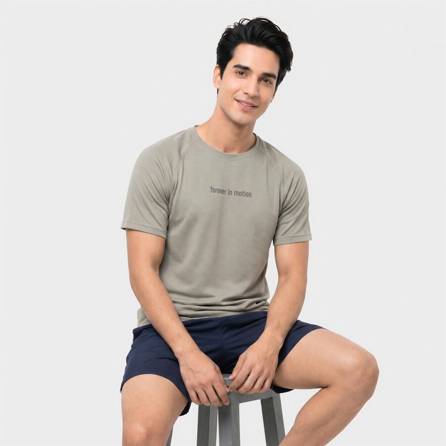 Men's Grey Crew Neck Regular Drifit T-Shirt, Light Grey, large