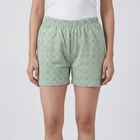 Women's Green Cotton Regular Fit Shorts, Light Green, small