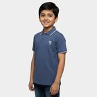 Boys' Teal Blue Polo Collar Preppy T-Shirt, Teal Blue, small