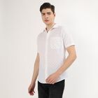Men's Snow White Cotton Half Sleeve Classic Casual Shirt, White, small