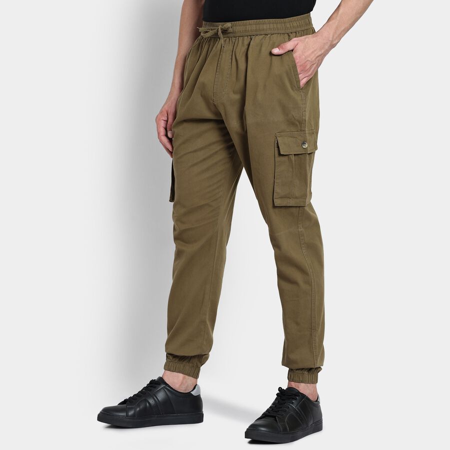 Men's 100% Cotton Track Pants, Khaki, large image number null
