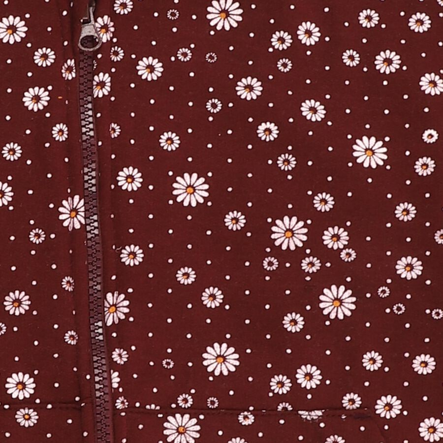 Girls Deep Maroon Hooded Casual Sweatshirt, वाइन, large image number null