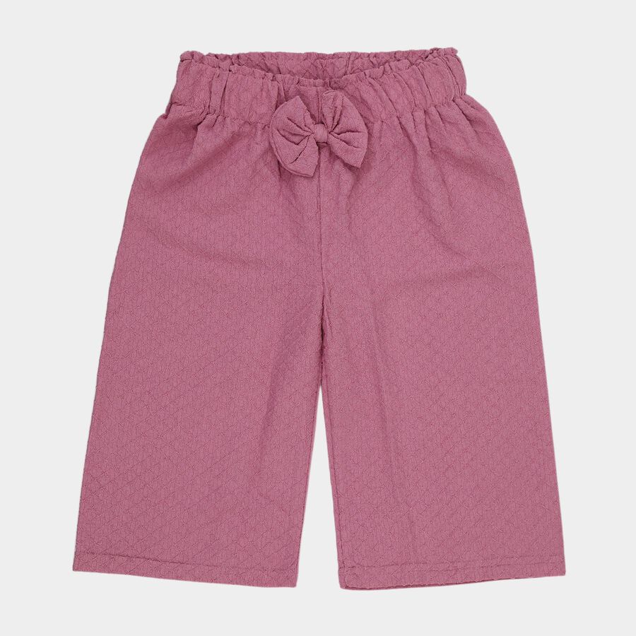 Girls' Pink Relaxed-Fit Textured Bow Detail Capri, Pink, large