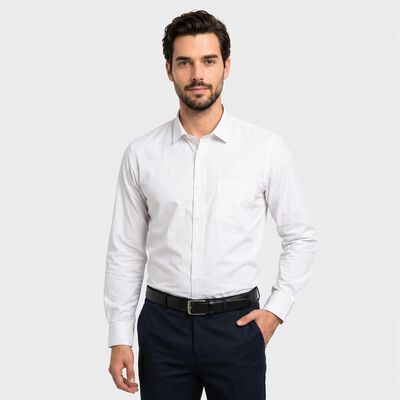 Men's White Regular Collar Regular Fit Formal Shirt