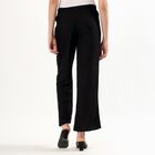 Women's Jet Black Wide-Leg Elastic Waist Palazzos, काला, small