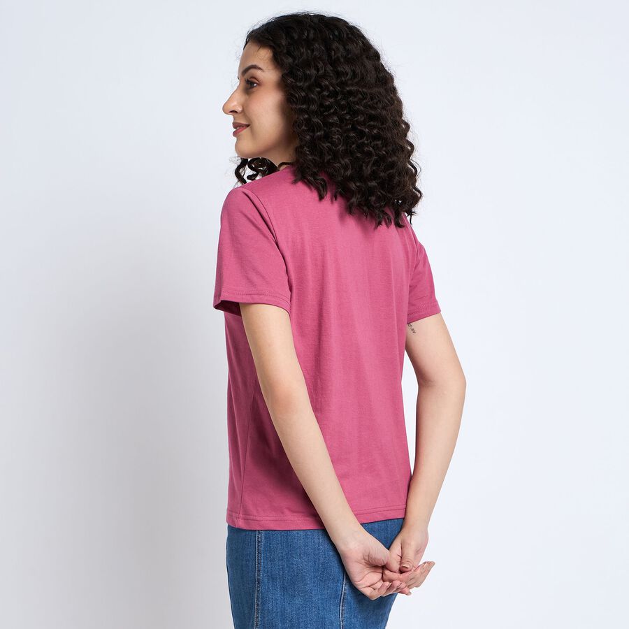 Ladies' Round Neck T-Shirt , गुलाबी, large image number null