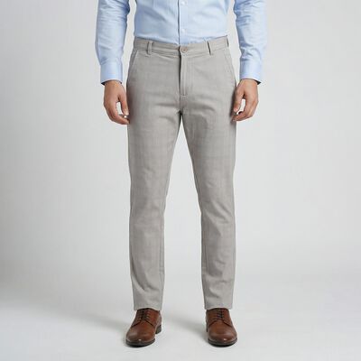 Men's Grey Slim Fit Casual Trousers