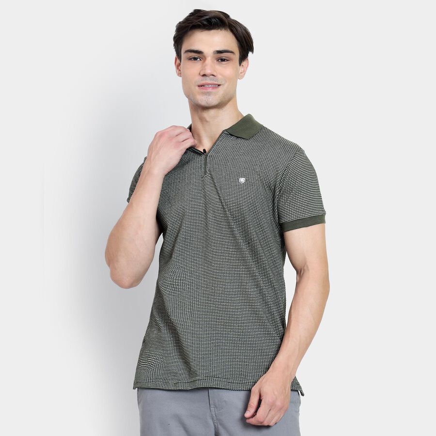 Men's Collared Half Sleeves T-Shirt , गहरा हरा, large image number null