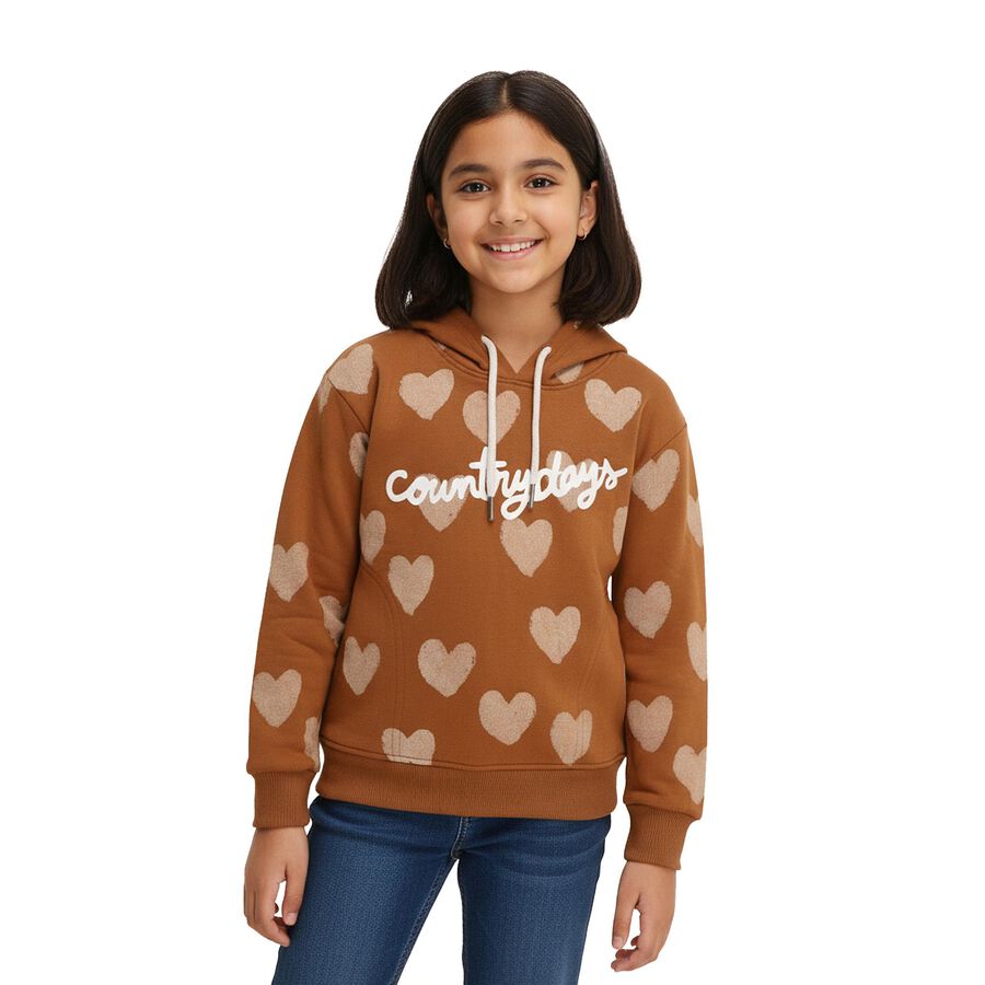Girls' Sweatshirt, Brown, large image number null