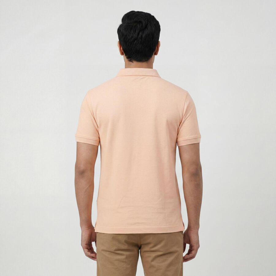 Men's Pink Cotton Collared Neck Casual T-Shirt, Light Pink, large