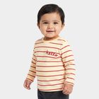 Infants' Red Cotton Round Neck Regular T-Shirt, Red, small