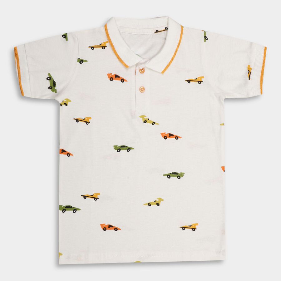 Boys' 100% Cotton Half Sleeves T-Shirt, ऑफ व्हाइट, large