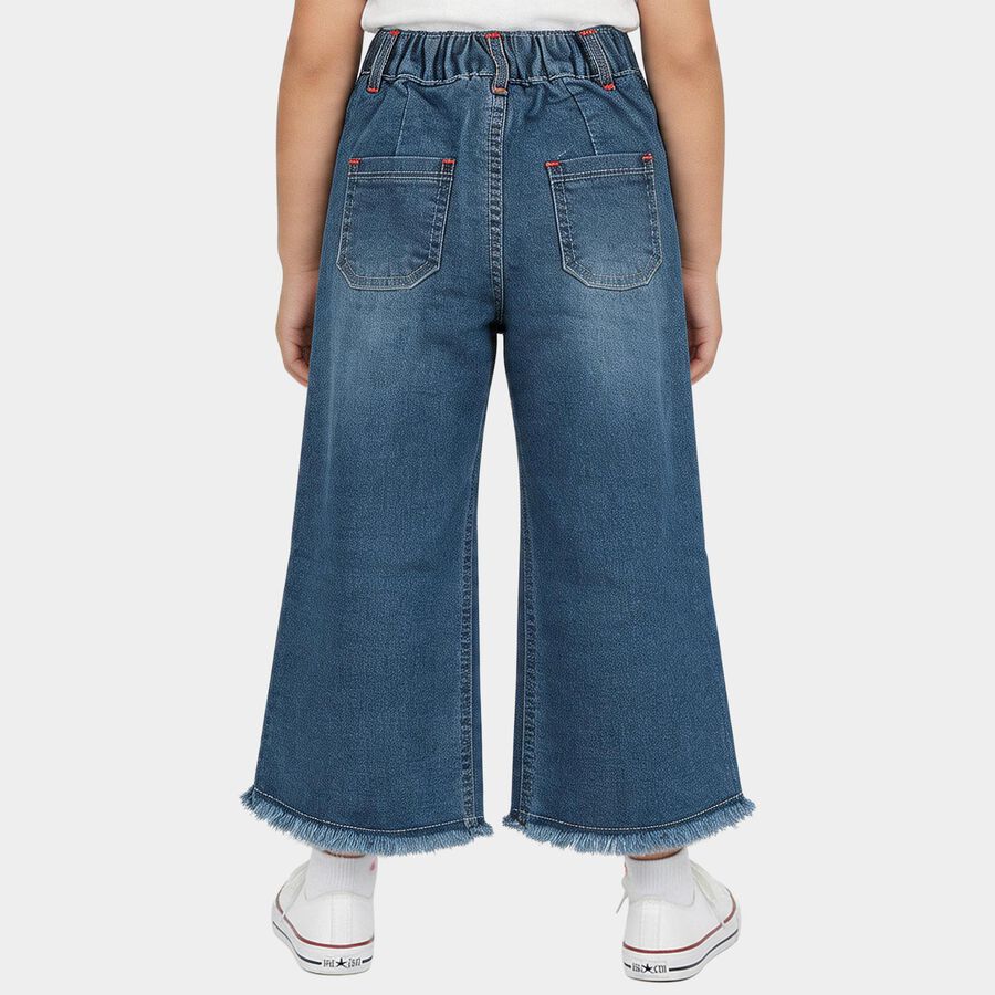Girls Mid Blue Regular Fit Casual Jeans, Mid Blue, large