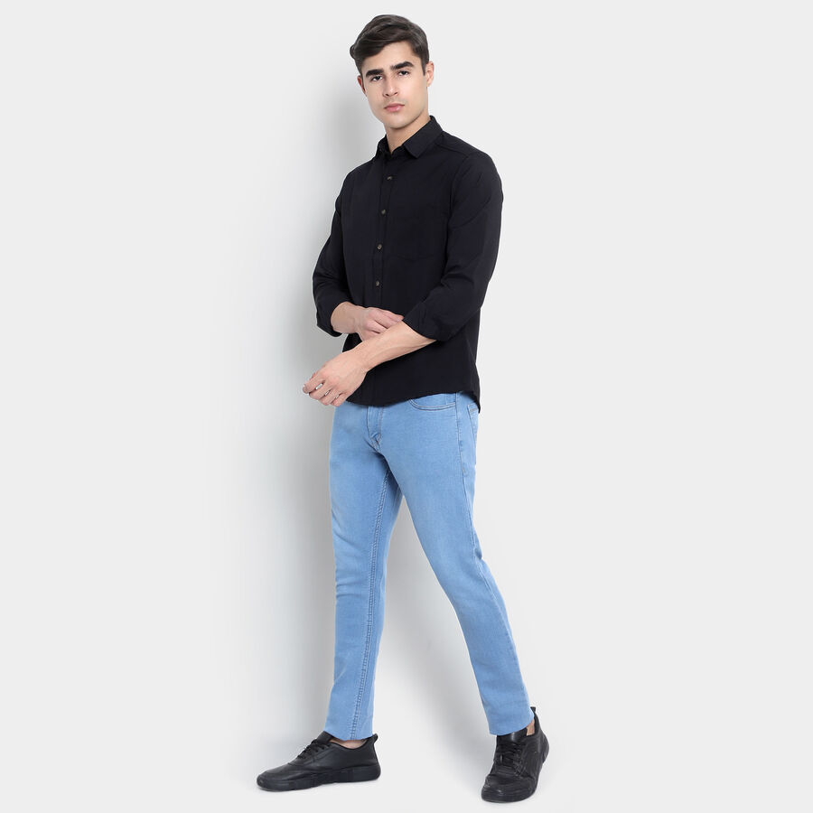 Solid Casual Shirt, Black, large image number null
