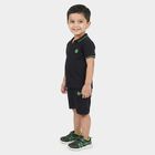 Boys Navy Blue Polo Neck Printed Baba Suit, Navy Blue, small