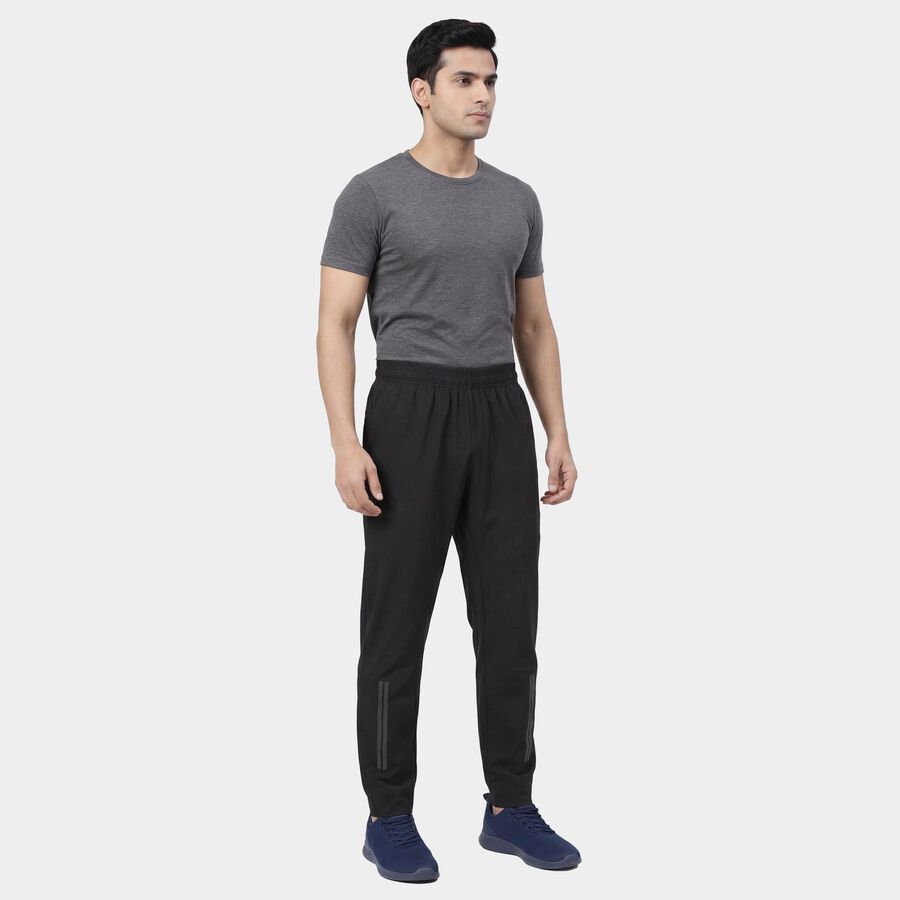 Men's Grey Regular Fit Track Pants, गहरा ग्रे, large