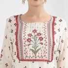 Women's Eggshell White Floral Printed Ethnic Set, ऑफ व्हाइट, small image number null