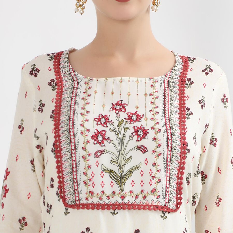 Women's Eggshell White Floral Printed Ethnic Set, ऑफ व्हाइट, large image number null