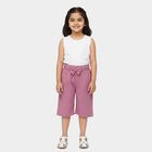 Girls' Pink Relaxed-Fit Textured Bow Detail Capri, Pink, small