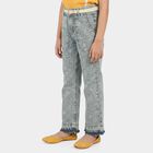 Girls' Light Blue Straight Fit Embroidered Jeans, मध्यम नीला, small