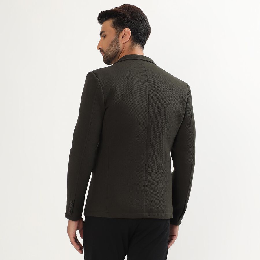 Men's Dark Green Slim Fit Single-Breasted Blazer, Dark Green, large image number null