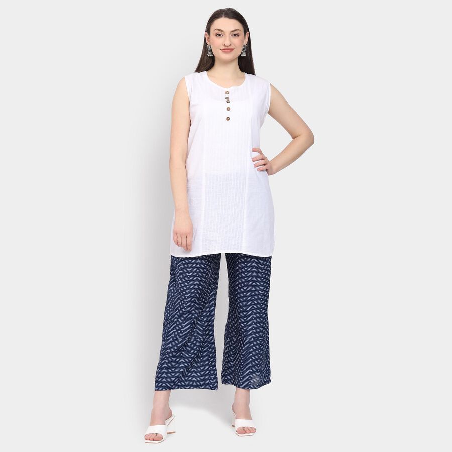 Ladies' 100% Cotton Palazzos, गहरा नीला, large image number null