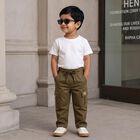 Boys' Olive Green Regular Fit Cargo Trousers, ओलिव, small