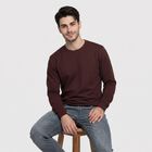 Men's Wine Crew Neck Pullover Sweatshirt, Wine, small