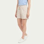 Women's Beige Regular Fit Checked Shorts, गहरा पीला, small