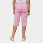 Girls' Light Pink Regular Fit Cotton Blend Capri, Light Pink, small