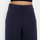 Solid Flared High Rise Trousers, Teal Blue, small image number null