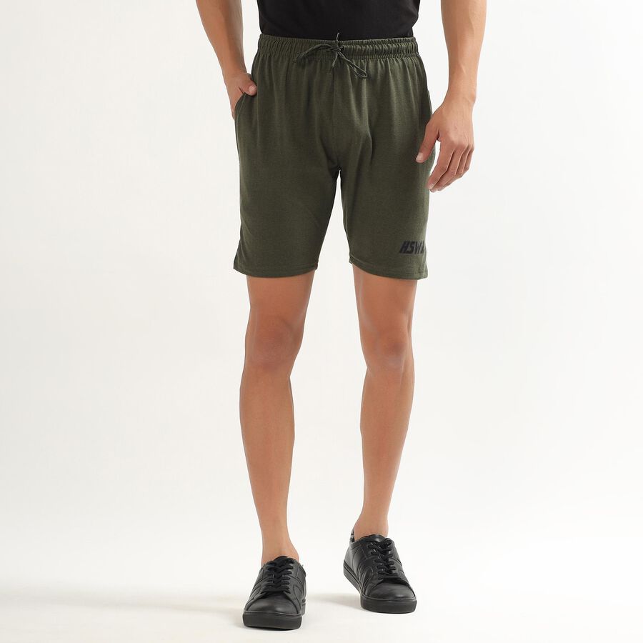 Unisex Black Regular Fit Basic Bermuda Shorts, Olive, large image number null
