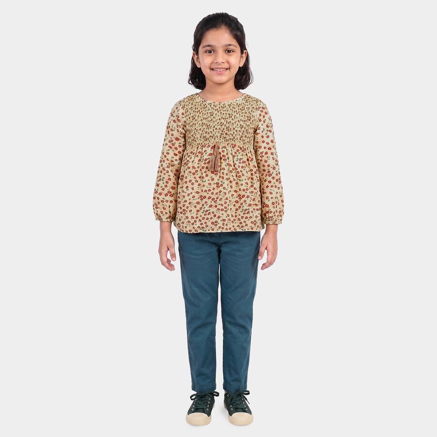 Girls' Light Pink Round Neck Tunic Blouse, Light Pink, large