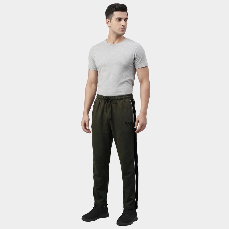 Men's Olive Regular Fit Cotton Blend Track Pants, Olive, large
