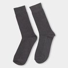 Men's Jet Charcoal Grey Crew Length Formal Socks Pack of 2, Dark Grey, small