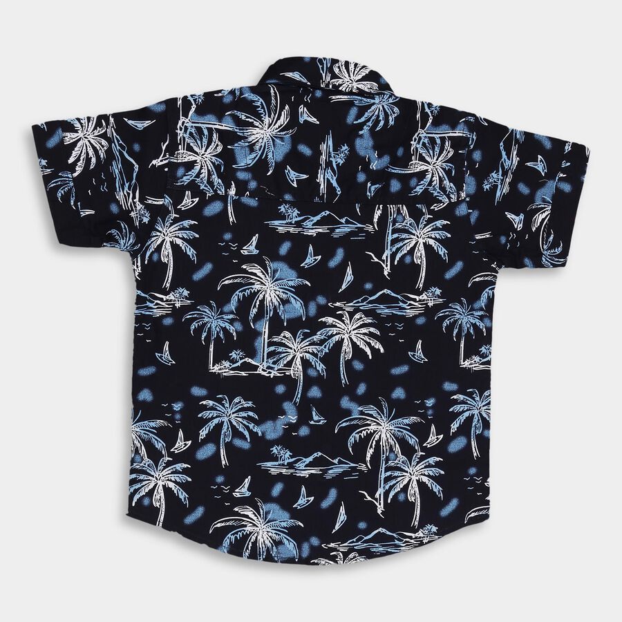 Boys' 100% Cotton Casual Shirt, Navy Blue, large image number null
