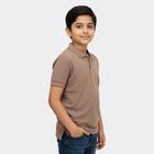 Boys' Dark Rust Brown Crew Neck Graphic Printed T-Shirt, Brown, small