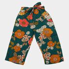 Girls Dark Green Regular Fit Floral Printed Capri, Dark Green, small